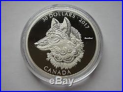 2017 Canada $30 Zentangle Art The Great Grey Wolf 2 oz. Pure Silver Coin