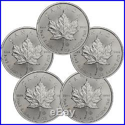 2017 Canada $5 1 oz. Silver Maple Leaf Lot of 5 Coins GEM BU SKU44167