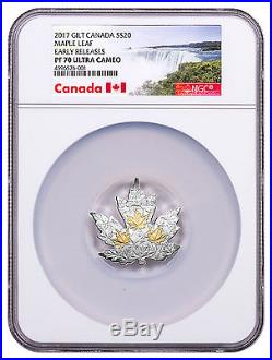 2017 Canada Maple Leaf Shaped 1 oz Silver Gilt $20 Coin NGC PF70 UC ER SKU49089