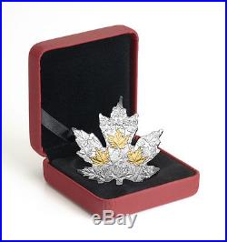 2017 Canada Maple Leaf Shaped 1 oz Silver Gilt Proof $20 Coin in OGP SKU48829