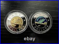 2017 Canada Proof Toonie Northern Lights Silver Proof Colored/Silver Proof Set