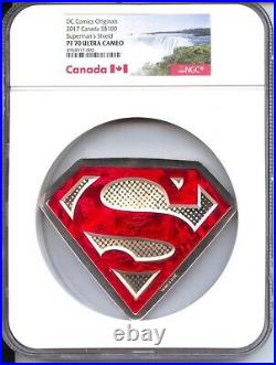 2017 Canada Superman Shield $100 Coin 9999 Silver 10 oz NGC PF70 UCam OGP MB281