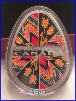 2017 Canada Traditional Ukrainian Pysanka (Easter Egg) $20 PURE Silver Coin