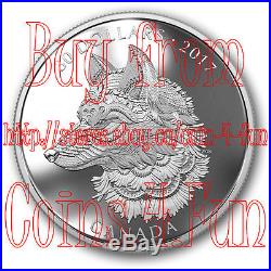 2017 Canada Zentangle Art The Great Grey Wolf 2 oz $30 Pure Silver Coin