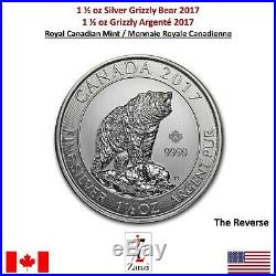 2017 Canadian Grizzly Bear 1.5 oz Silver BU Round Limited Bullion Coin