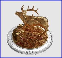 2017 Elk Sculpture of Majestic Canadian Animals $100 pure 10oz. 999 coin Canada