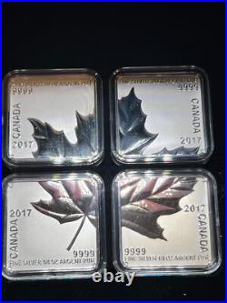 2017 Fine silver Canada $3 Maple Leaf Quartet 4-coin Set