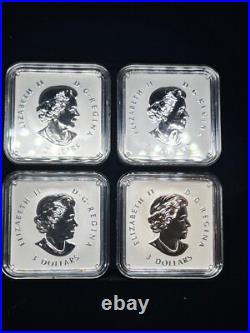 2017 Fine silver Canada $3 Maple Leaf Quartet 4-coin Set