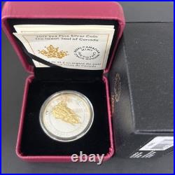2017 Great Seal of Canada $25 1OZ Pure Silver Gold-Plated Proof Coin