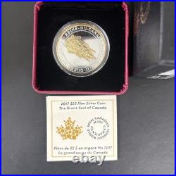 2017 Great Seal of Canada $25 1OZ Pure Silver Gold-Plated Proof Coin