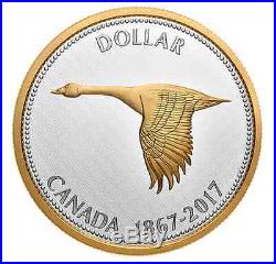 2017 ONE DOLLAR $1 GOOSE, BIG 5 oz. PROOF COIN, FINE. 9999 SILVER/GOLD, NO TAX