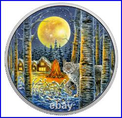 2017 RCM Animals in the Moonlight Lynx $30 Pure Silver Coin, Glow-In-The-Dark