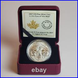 2017 Royal Canadian Mint $15 In The Eyes Of The Wolf Pure Silver Coin