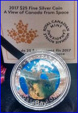 2017 Space View of Earth Canada Glow in Dark $25 1OZ Silver Coin Bondar Mission
