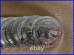 2018 1/2 oz. Canadian $2 Polar Bear. 9999 Fine Silver Coins (Roll of 20)
