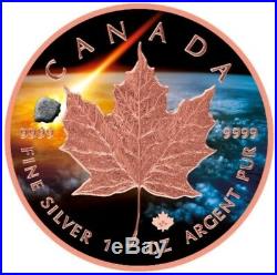 2018 1 Oz Silver $1 ABEE METEORITE MAPLE LEAF Coin, 24kt Rose Gold Gilded