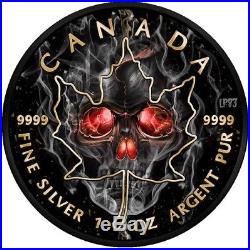 2018 1 Oz Silver $5 SMOKE SKULL MAPLE LEAF Coin WITH RUTHENIUM