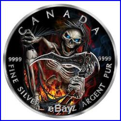 2018 1 oz Apocalypse Grim Reaper III Colored Ruthenium. 999 Silver Coin