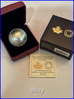 2018 1oz 99.99% PURE SILVER 180th ANNIVERSARY OF CANADIAN BASEBALL. OGP+COA