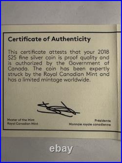 2018 1oz 99.99% PURE SILVER 180th ANNIVERSARY OF CANADIAN BASEBALL. OGP+COA