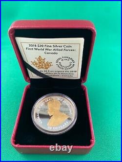 2018 $20 Fine Silver Coin First World War Allied Forces Canada 617