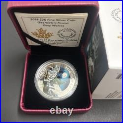 2018 $20 Fine Silver Coin Geometric Fauna Series Grey Wolves