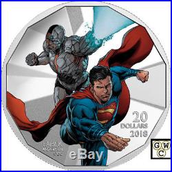2018 $20 Fine Silver Coin Justice League (TM)Cyborg and Superman (18285) (NT)