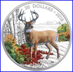 2018 $20 Majestic Wildlife Wandering White-tailed Deer Pure Silver Coin
