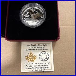 2018 $20 Silver COIN THREE-DIMENSIONAL APPROACHING CANADA GOOSE