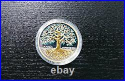 2018 $20 Tree of Life Pure Silver Proof Coin Gold Plated Canada with Case