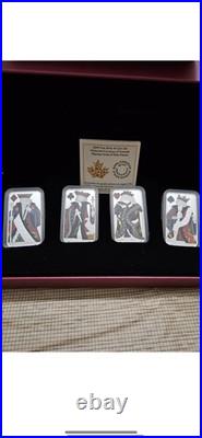 2018 $25 Fine Silver 4-Coin Set Rare Historical Currency of Canada Playing Cards