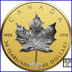 2018'30th Ann. Of the Silver Maple Leaf' Prf $200 Fine Gold Coin(18523) (OOAK)