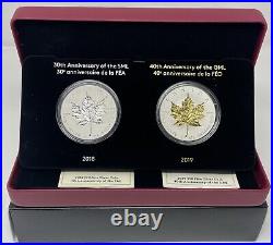 2018/9 Canada Fine Silver 3oz 2-coin Set 30th/40th Anniversary Maple Leaf. 28-07