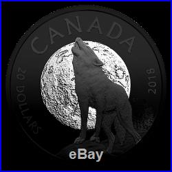 2018 CA $20 Howling Wolf Nocturnal By Nature 1oz Silver Coin (rhodium plated)