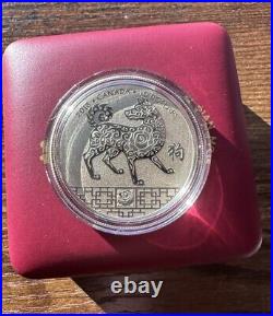 2018 Canada $10 Fine Silver Coin Lunar Year of the Dog (WITH OUTER BOX)