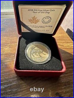 2018 Canada $10 Fine Silver Coin Lunar Year of the Dog (WITH OUTER BOX)