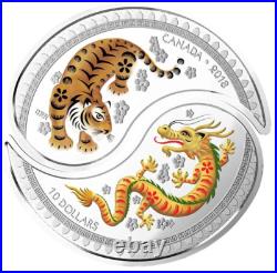 2018 Canada $10 Yin and Yang Coins Tiger and Dragon Pure Silver Coin