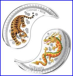 2018 Canada $10 Yin and Yang Coins Tiger and Dragon Pure Silver Coin