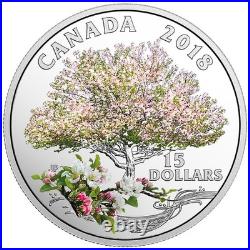 2018 Canada $15 Fine Silver Coin Apple Blossom