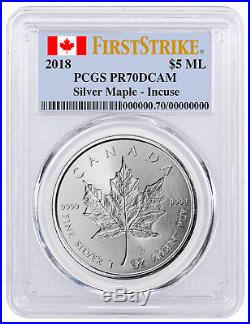 2018 Canada 1 oz Silver Maple Leaf -Incuse $5 Coin PCGS MS70 FS PRESALE SKU52147