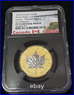 2018 Canada $200 Gold Maple Leaf Incuse Platinum Ngc Pf70 Reverse Proof