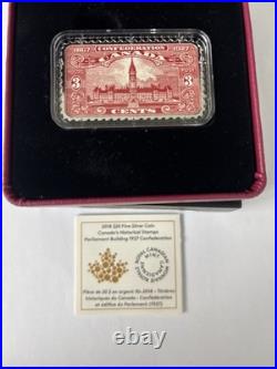 2018 Canada $20 Fine Silver Coin Historical Stamps Parliament Building 1927 3c