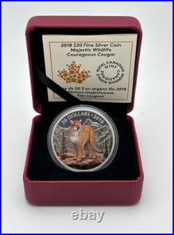 2018 Canada $20 Fine Silver Coin Majestic Wildlife Courageous Cougar
