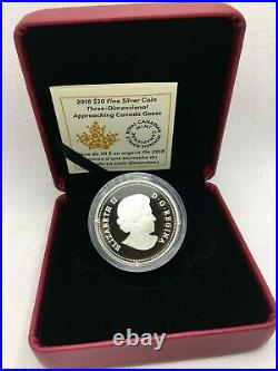 2018 Canada $20 Fine Silver Coin Three Dimensional Approaching Canada Goose