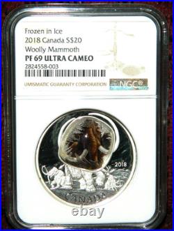 2018 Canada $20 Frozen In Ice Woolly Mammoth Silver Coin Ngc Pf69 Ultra Cameo
