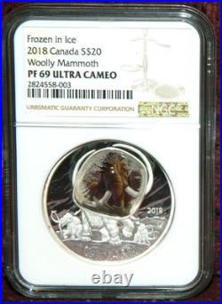 2018 Canada $20 Frozen In Ice Woolly Mammoth Silver Coin Ngc Pf69 Ultra Cameo