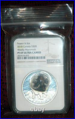 2018 Canada $20 Frozen In Ice Woolly Mammoth Silver Coin Ngc Pf69 Ultra Cameo