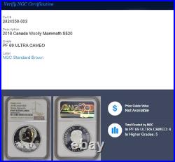 2018 Canada $20 Frozen In Ice Woolly Mammoth Silver Coin Ngc Pf69 Ultra Cameo