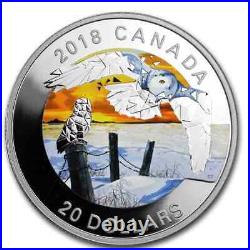 2018 Canada $20 Geometric Fauna Snowy Owls Pure Silver Coin