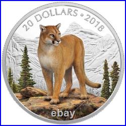 2018 Canada $20 Majestic Wildlife Courageous Cougar Pure Silver Coin